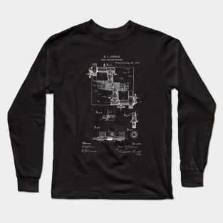 Drill Milling Machine Vintage Patent Hand Drawing Long Sleeve T-Shirt